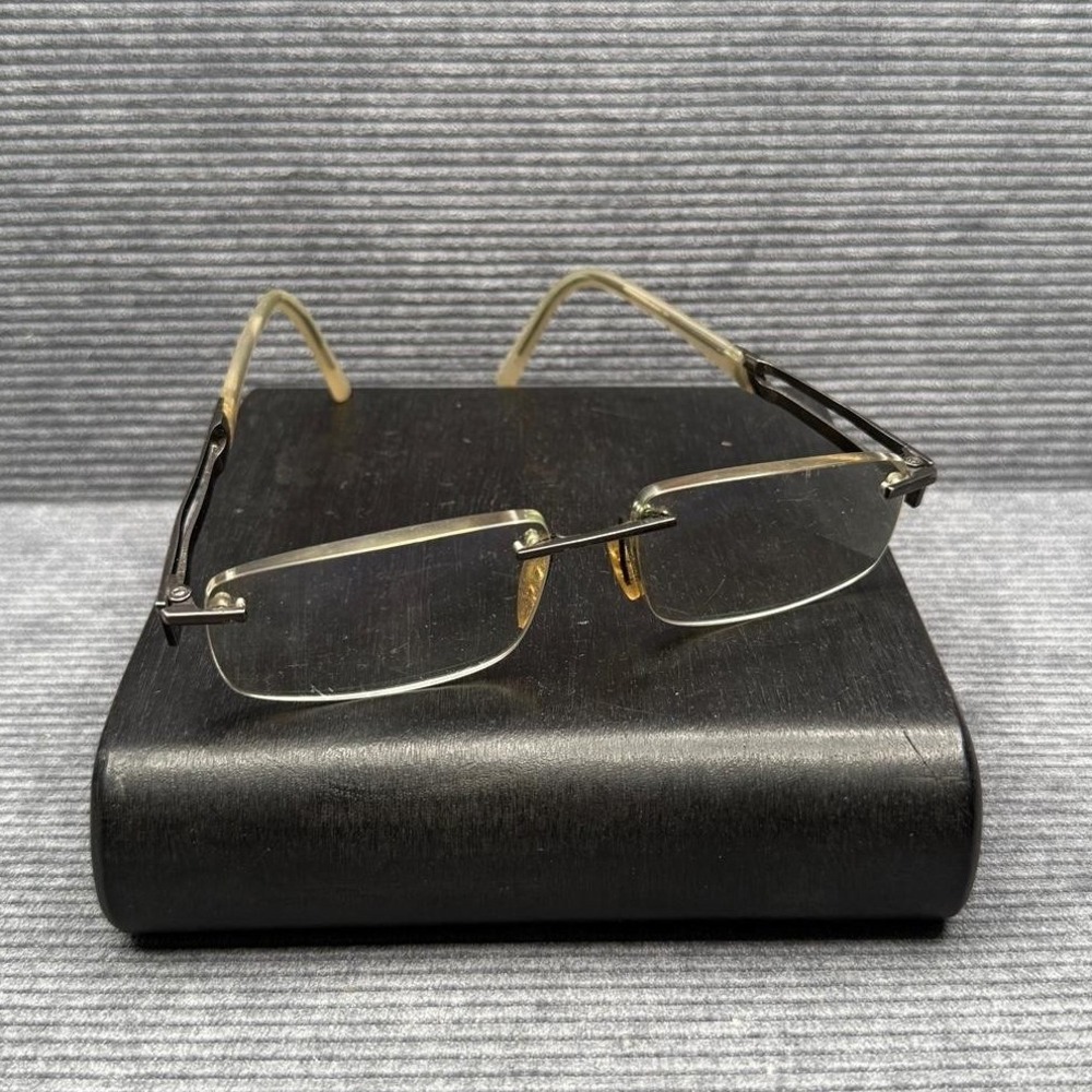 Porsche Design Rimless Eyeglasses Gunmetal Geometric Cutout Temples Vintage